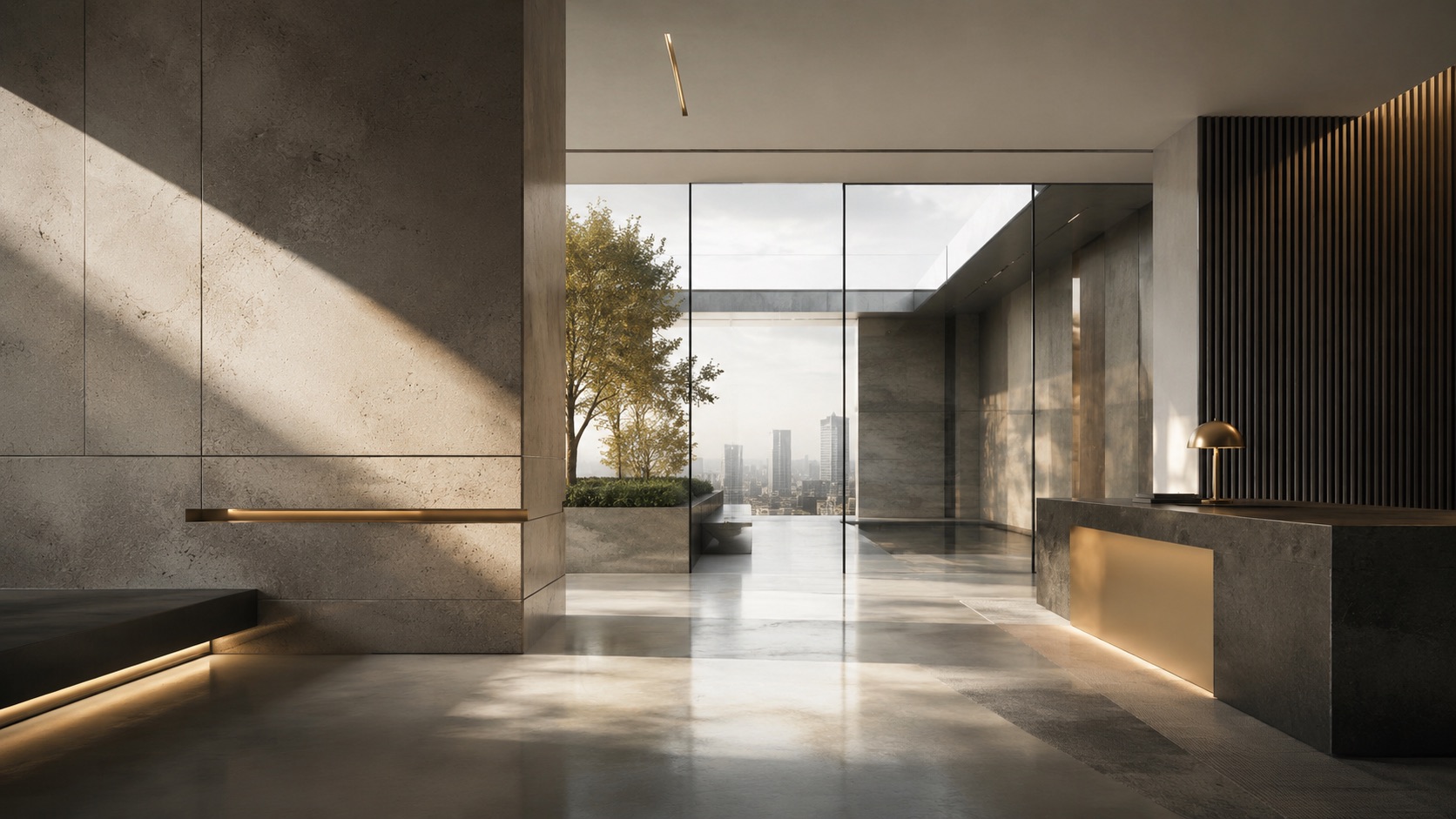 Modern office building lobby
